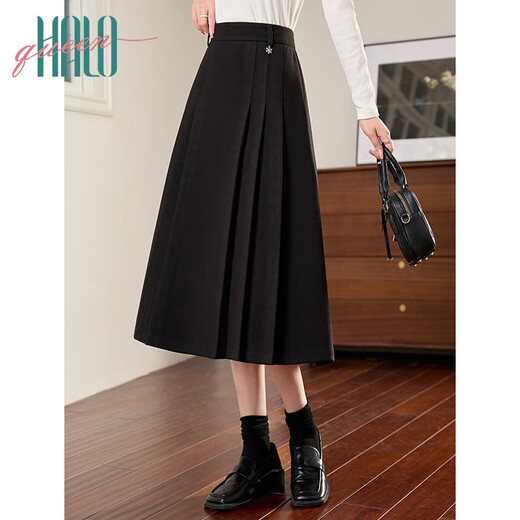 Halo Queen suit women's autumn and winter annual party dress thickened pleated skirt versatile slimming over-the-knee skirt A-line skirt H144B6003