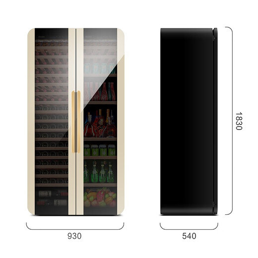 Prati Arc Intelligent Frequency Conversion Double Door Double Temperature Red Wine Cabinet Constant Temperature Home Living Room Refrigerator Office Tea Retro Retro Integrated Double Door Color Matching Ice Bar + Wine Cabinet 490