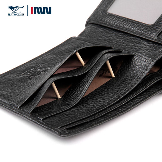 Sieben Wölfe echte Kuhläden mit kurzer Brieftasche Top-Layer Cowide Wallet Clip Multifunktional Multi-Card-Ticket-Clip-Geschenkbox Heiße Stempel Marke