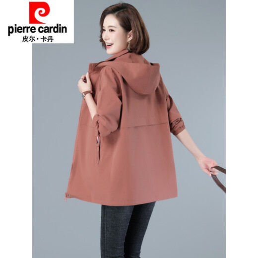 
Pier Cardin high-end women's middle-aged windbreaker women's mid-length jacket 2025 spring and autumn new loose cotton top blue 3XL