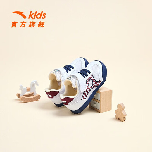ANTA Children's Sports Shoes for Boys and Girls 2023 Autumn New Infant and Baby Non-Slip Breathable and Wear-Resistant Toddler Shoes ANTA White/Litchi Red/New Ink Blue-2 18 Size
