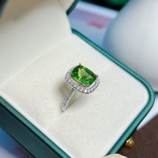 Duchen 3.0 carat peridot ring women's natural colored gemstone jewelry 925 silver inlaid jewelry No. 13