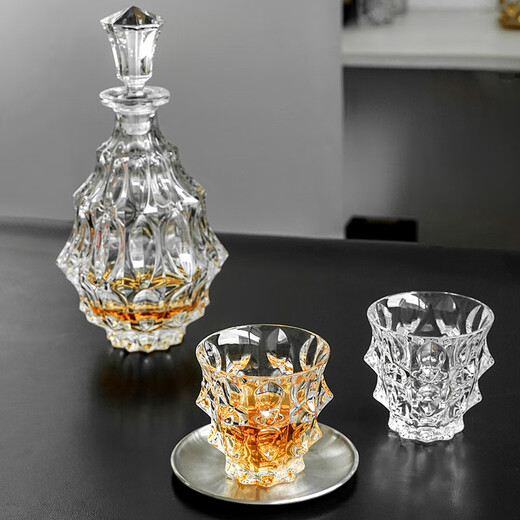 BOHEMIA Czech imported crystal glass whiskey glass bottle wine set creative personalized wine glass Fortune | Wine bottle 900ml + 2 pieces of Fortune