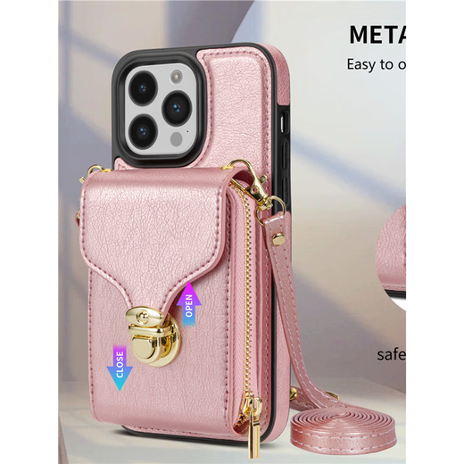 Xixili suitable for iPhone16 card bag mobile phone case 13 with card slot coin wallet 11pro Apple/7/8plus protective case Red - with crossbody strap iPhoneXR