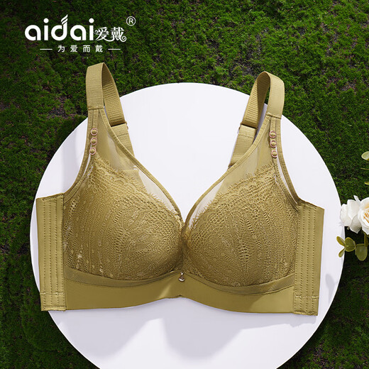 Love Ropa interior Centro comercial para mujeres Mismo estilo Cubierta de belleza Ancla Rojo Push Up Side Show Sujetador inalámbrico grande 6628-Tender Willow Green (Copa delgada aproximadamente 0,4 cm) 75B