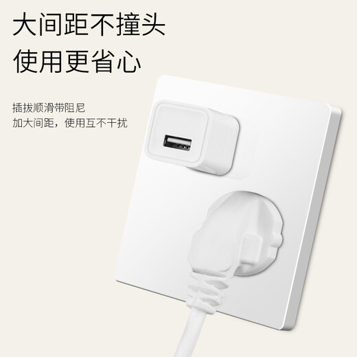 国际电工 开关插座大面板电源墙壁五孔白色暗装插座86型三孔一开单控双控 五孔插座