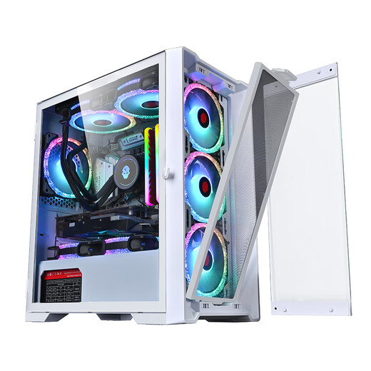 Wanjia Juechen Shadow Computer Chassis Desktop (M-ATX motherboard/glass side transparent panel/top 240 water cooling positions/8 fan positions/3 hard drive positions) Shadow Black + 4 Yingcai Fans