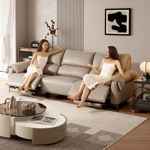 Gujia Home Función Eléctrica Sofá Sofá Pasquillo Italiano Sofá de pared cero 6212 Cuero fijo 1253 Subsidio nacional [Phantom Black] Tres personas 2 Electric 2.77m