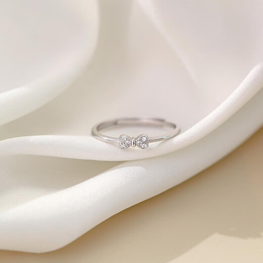 Hazel Orange 925 silver bow ring for women new style small fresh diamond simple index finger ring sweet design ring open ring 925 silver bow open ring R09