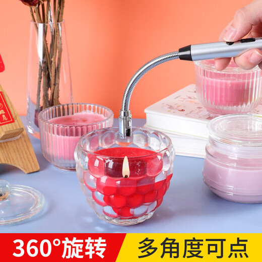 Jidaocook rechargeable gas stove pulse igniter universal ignition gun kitchen gas lighter long handle windproof matte silver-rechargeable windproof, long handle, with USB charging cable