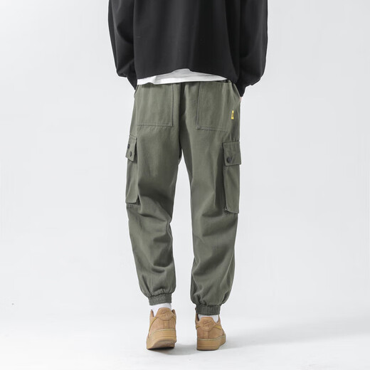Peak Paul (Dingfengbaoluo) Gong Pants Men's Spring and Summer Bouncing Pants Loose Tide Casual Trip Pants Male FK6603 Army Green L