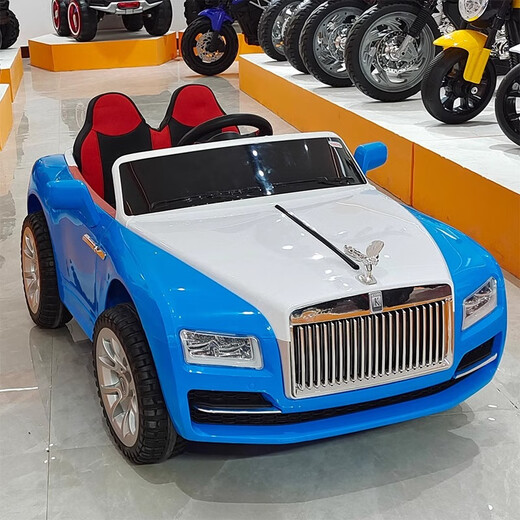 Baolaifu children's electric car, children can sit on big boys and girls, four-wheeled rechargeable battery car with remote control toy car, painted black, leather seat + Bluetooth music + remote control self-driving