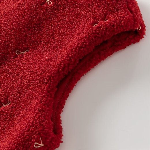 DAVE&BELLA Children's Plush Knitted Tank Top Winter New Year's Fashionable Baby Girl Ant Velvet Dress Girls' Skirt Red Ready in Stock 90 cm (recommended height 80-90cm)