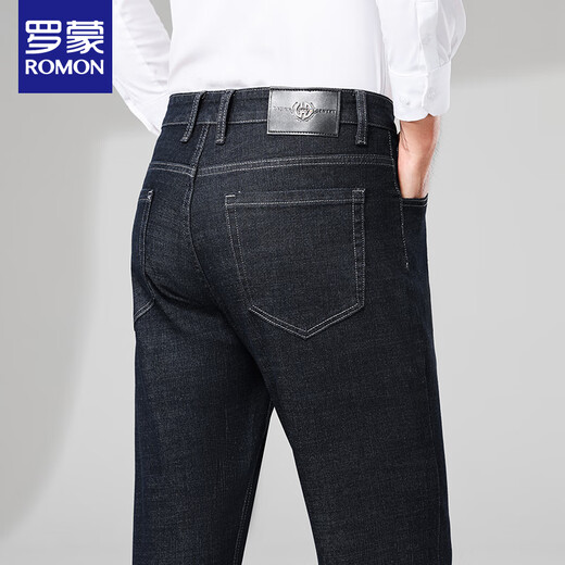 Romon (Romon) Business Casual Straight Jeans Männer Anti-Falten-Mikro-Slide Formale Wear Herren große Hosen 9911 Dunkelblau 34