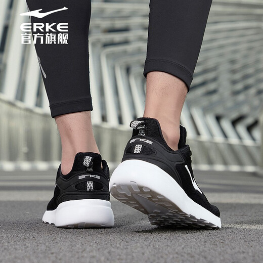 Hongxing Erke Running Shoes Automne Breathable Chaussures pour hommes Mesh Light Commutant Chaussures de course décontractées Chaussures de sport de jogging Extérieur Black / White-2123 [Mesh Breathable] 42
