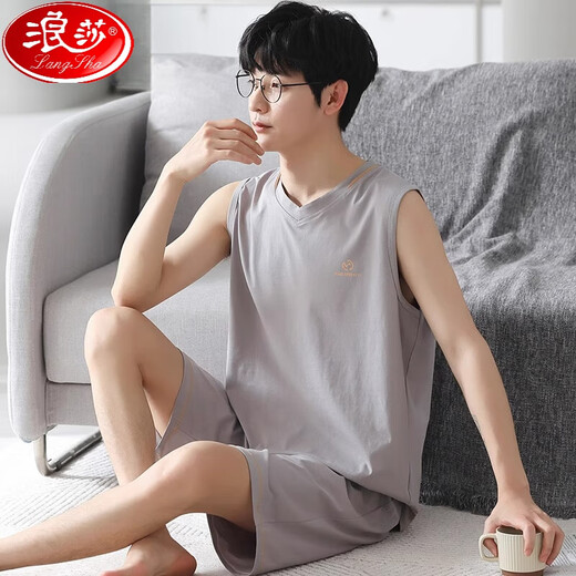 Langsha Herren-Pyjamas Sommermodal-Weste ärmellose dünne, lässige Heimkleidung kann außerhalb des Sommeranzugs NJR-T12027 2xl getragen werden