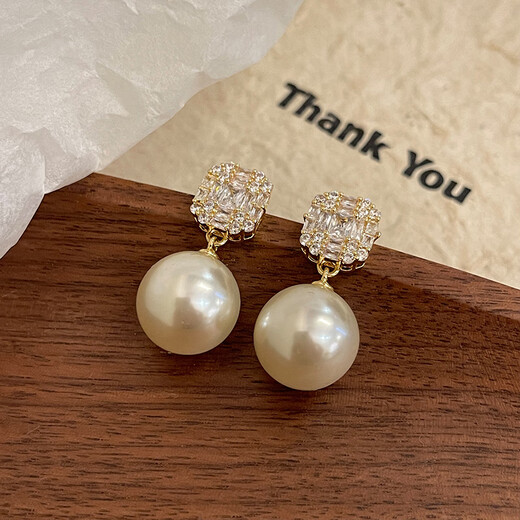 Auspicious Tianci 999 Pure Silver Pearl Earrings for Women New 2025 Earrings Earrings Square Diamond Earrings Square Diamond Pearl Earrings