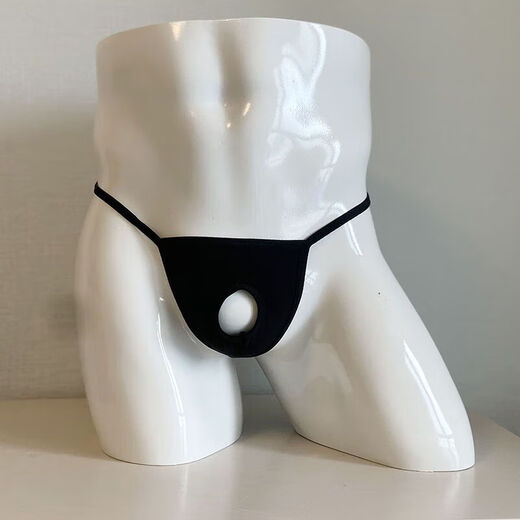 Men's sexy underwear with JJ exposed in the middle, no need to take off thong T-pants for men, gay men's underwear, black