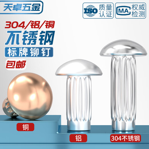Tianzhuo Hardware GB827 stainless steel 304 sign rivets aluminum knurled nameplate copper trademark solid rivets M2M2.5M3M4M5mm M4*6 50 pieces copper