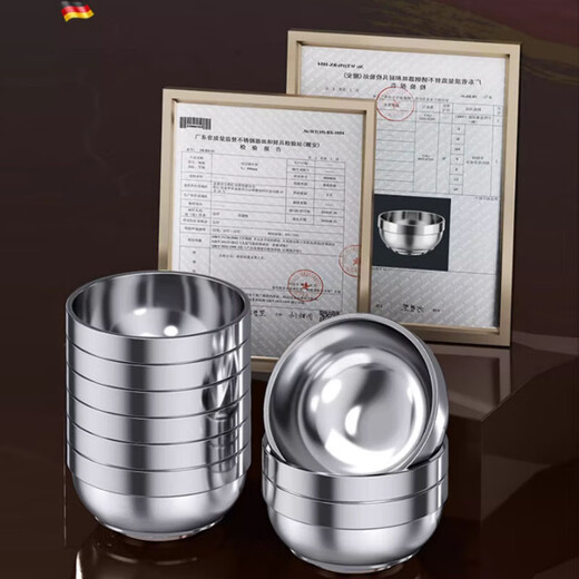 Venus 304 stainless steel bowl double-layer insulated anti-scalding soup bowl large instant noodle bowl for children and adults anti-fall rice bowl 11.5cm