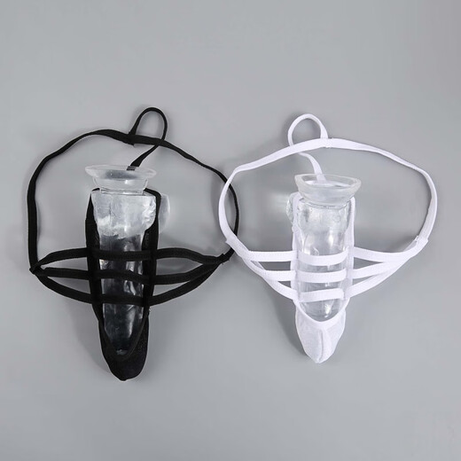 Men's Rope Sexy See-Through Underwear Men's Egg-Exposed Airplane Thong Black Black L(16cm)