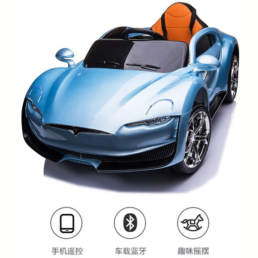 Zhuanshi children's electric car four-wheeled remote control car for men and women, baby toy car, swinging four-wheel drive stroller, four-wheel drive large battery, painted blue + fully configured