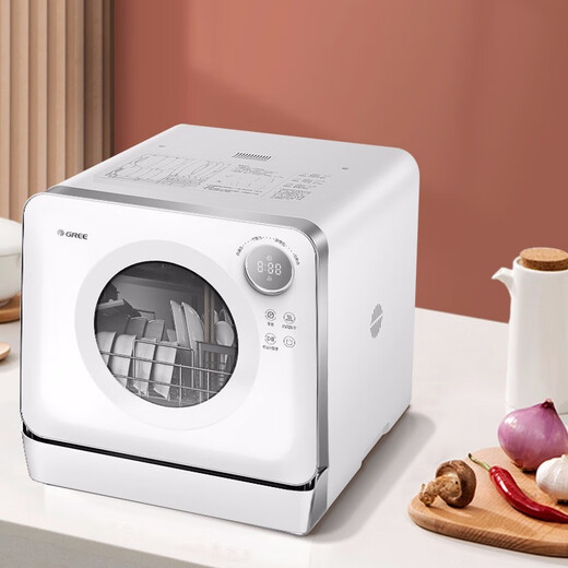 Gree fully automatic household mini desktop dishwasher 3/4 sets of high temperature hot air drying, sterilization, deodorization and easy installation low consumption and water saving integrated washing and drying dishwasher WQP4-04bR