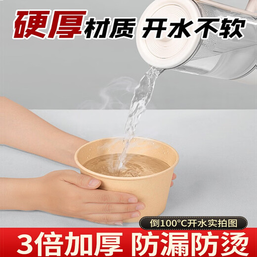 益好一次性纸碗泡面餐盒食品级打包盒饭家用野餐一次性碗筷套装整箱批 【碗+筷子】1050ml+筷子 100套