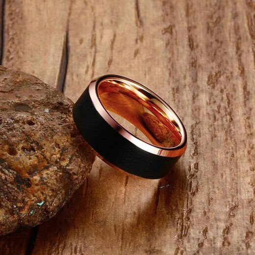 Tongrubi Zheng Tungsten Steel Ring Trendy Men's Personality Temperament Index Finger Ring High-quality Ring Gift Engraving 520 Gifts 6MM Black Gold Ring (11153)_Meiwei No. 6