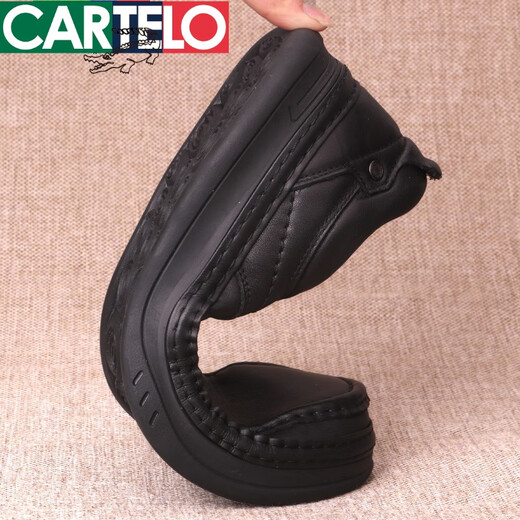 Cardile crocodile men's shoes 2025 genuine cowhide men's leather shoes men's cowhide business casual shoes round toe soft-soled thick-soled shoes black 41