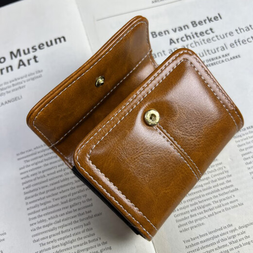 Laishuhui Card Bag Women's Small Retro Oil Wax Leather Multi-card Slot Exquisite High-end Organ Portable Driving Document Bag Retro Card Bag