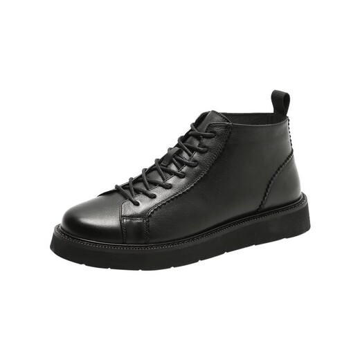 Borghunton Brand Men's Shoes Mid Top Martin Boots Мужские весенние туфли для мужчин в британском стиле повседневная кожа