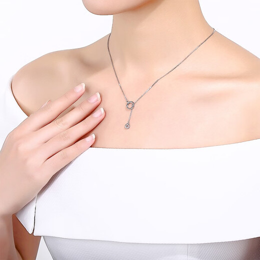 ZLF (ZLF) PT950 platinum necklace for women, interlocking chain Y-shaped chain because of love 42cm + tail chain 3cm - 3.34g