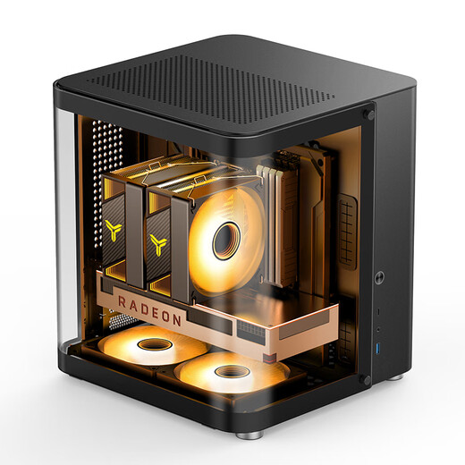 乔思伯(JONSBO) TK-1黑色双曲面海景房MATX机箱(铝合金外壳/240冷排/ATX电源/Type-c Gen2 10Gbps+)