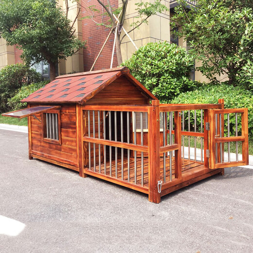 Dog House Outdoor Waterproof Solid Wood Dog House Medium and Large Dog Golden Retriever Dog House Rainproof Summer Outdoor Four Seasons Pet Villa 6XL Single Room Single Window with Screen Mesh Not Included Installation