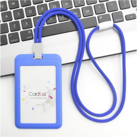 Modische Runde Seil Lanyard Tag Mitarbeiter Kartenbuskarte Arbeitskarte Campuskarte Campus Karte Student Bus C5 Weiße horizontale Version + 9734 Blaues Round Seil