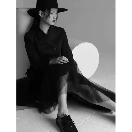 Pearl Diary设计师法式复古仿羊毛呢大檐礼帽女秋冬造型赫本风平顶 黑色10厘米帽檐礼帽 帽围(55-58)可调节