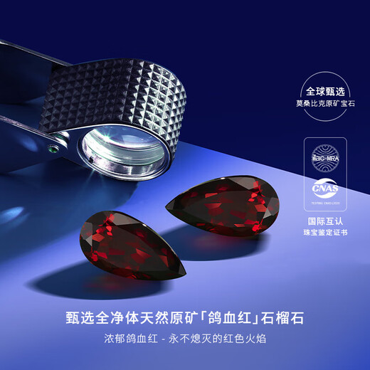 Duofei South African diamond + natural garnet K color gold ruby necklace birthday gift for girlfriend or wife K color gold pendant + K color gold chain can be engraved