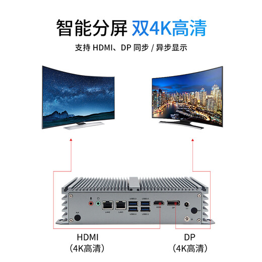 Yanqin Industriecomputer Core 8. Generation 10. Generation 12. Generation eingebetteter lüfterloser Industriecomputer Dual-Netzwerk 6 serieller Port Industriesteuerungshost unterstützt Linux-System Mini-Industriecomputer I5-1235U 8G Speicher/256G Solid-State-Laufwerk