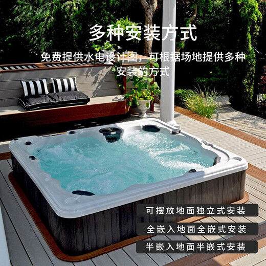 
Keruikang Surf Jacuzzi Bathtub Intelligent Constant Temperature Heated Built-in Acrylic Bathtub Home Adult Outdoor Hot Spring Bathtub WS-694 (2200*2200*900mm)