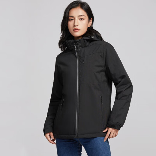 啄木鸟（TUCANO）加绒一体冲锋衣女男单层户外秋冬登山服外套夹克外套保暖软壳风衣 9930S曜石黑-女【纯色】 4XL