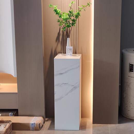 Bai Decoration Marble Ornament Base Raised Table Living Room Hotel Villa High-end Floor-standing Art Sculpture Display Table Pier Jazz White Small Size Height 50cm