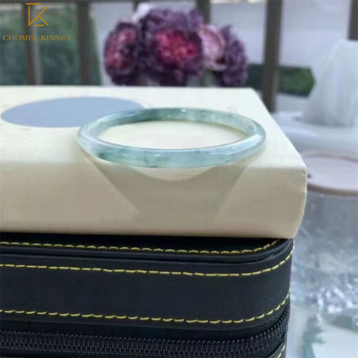 CHOMEL KINSEY Myanmar Jade Bracelet Women's Oil Green Thin Round Jade Bracelet Processed Beauty Jade Bracelet Jingle Bracelet Chinese Valentine's Day Gift Jade Bracelet Inner Diameter 58-59mm (With Appraisal Certificate)