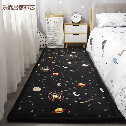 NIANJIE thickened bedside carpet baby anti-fall mat bedroom living room bay window tatami children winter Japanese style Starry Sky Series - Black Width 40 Length 120 cm