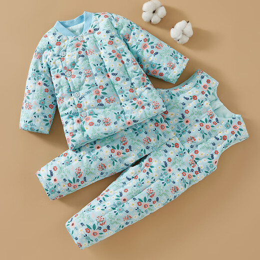 Mianguduo baby pure cotton handmade cotton jacket and cotton pants baby winter thickened cotton coat children's overalls suit winter liner Impression Bunny 80 yards (suitable for 6-12 months)