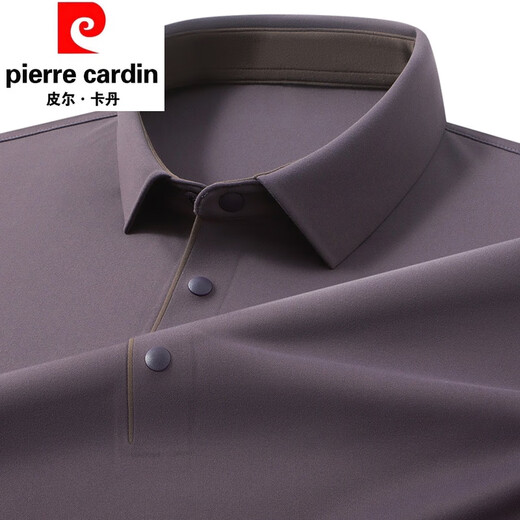 Pierre Cardin high-end light luxury plus velvet thickening autumn high-end long-sleeved T-shirt polo shirt lapel brushed slim bottoming shirt for men Mi Xing 2XL 180