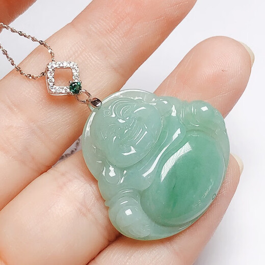 Fat Donglai's same style 18k gold jade buckle pendant Buddha jade joint melon seed connecting buckle lanyard necklace style 6 white gold