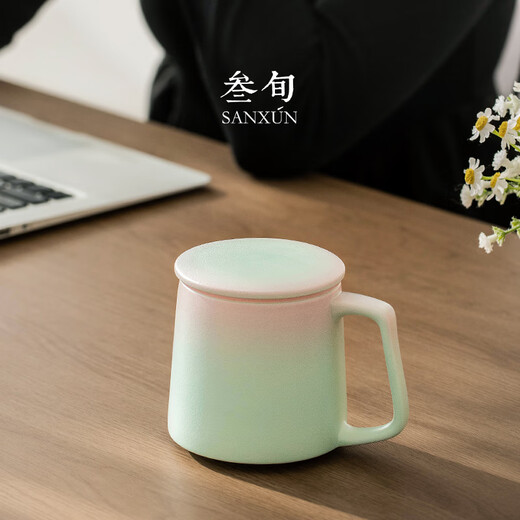 Thirty-year impression tea mug creative ceramic tea water separation with lid office filtered water cup couple cup