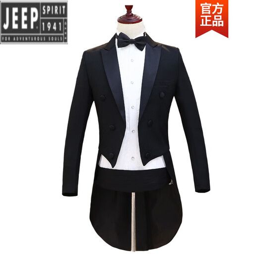 Jeep (JEEP) light luxury tuxedo dress suit groomsmen outfit male host costume magician stage performance tuxedo for men black tuxedo + pants + girdle + bow tie M Height 170 Weight 120 Jin Jin is equal to about 0.5 kg