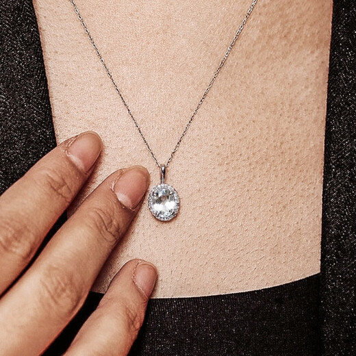 Oin natural aquamarine pendant raw stone women's gemstone pendant necklace sterling silver plated 18K gold crystal popular jewelry